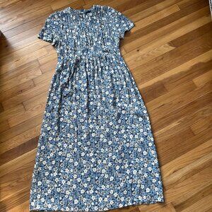 Vintage Ditsy floral babydoll Midi Dress - classic 90s floral dress style with D